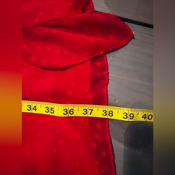 Monique Lhuillier Red Chiffon Ruffle Floral Flutter Sleeve Dress size 10 - Picture 15 of 15